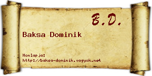 Baksa Dominik névjegykártya